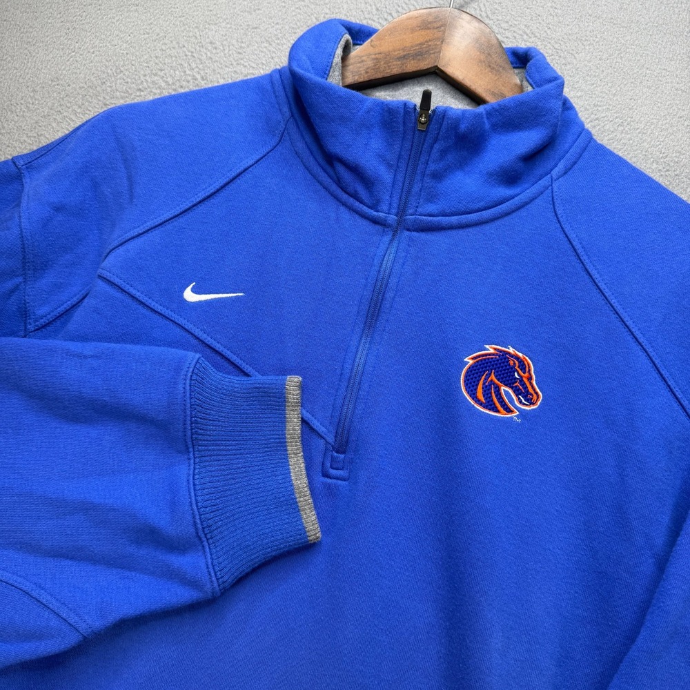 Boise State Broncos Nike Quarter Zip Pullover Mens L Blue NCAA Swoosh Gameday